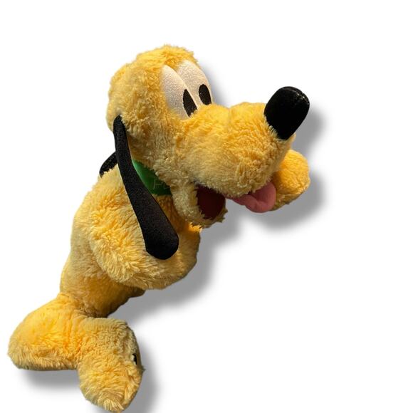 Disney Parks Plush Pluto Dog Nursery Bedroom Decor Green Collar Shower 15" - Picture 8 of 11